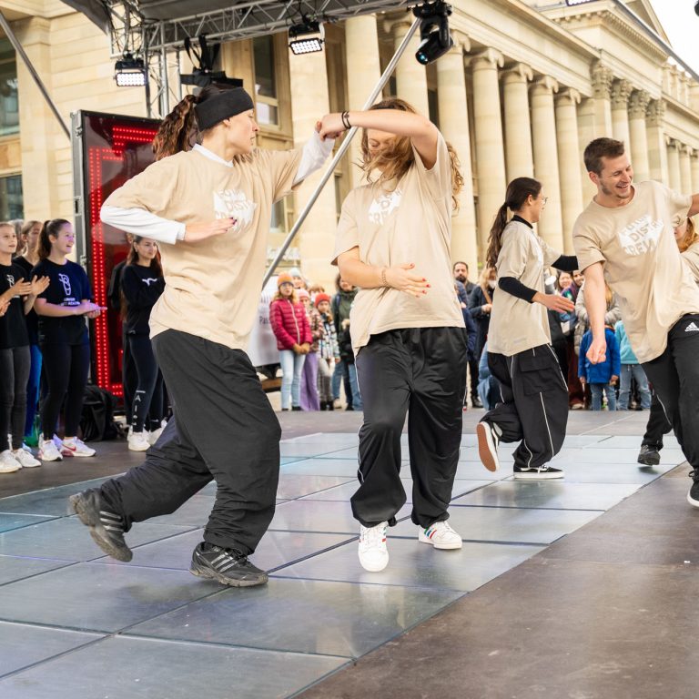 Dancers dance on sustainable kinetic energy floors